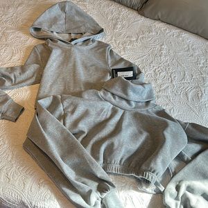 Two crop tops/hoodie grey size small